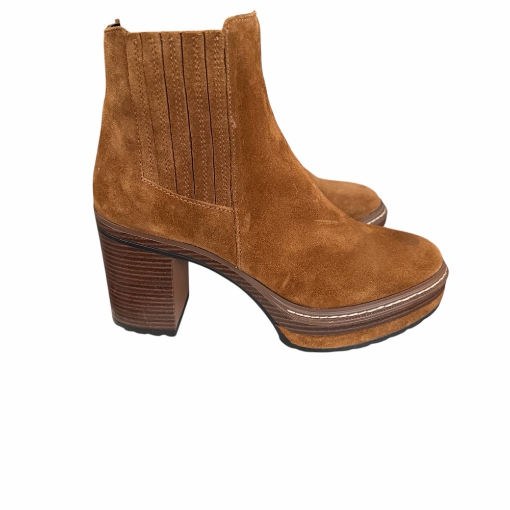 STEVE MADDEN Shaniya Platform Bootie In Cognac Suede Women's Size 7